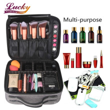 Travel Makeup Bag Professional Makeup Artist Travel Case with Adjustable Compartment Elastic Band for Trolley Case